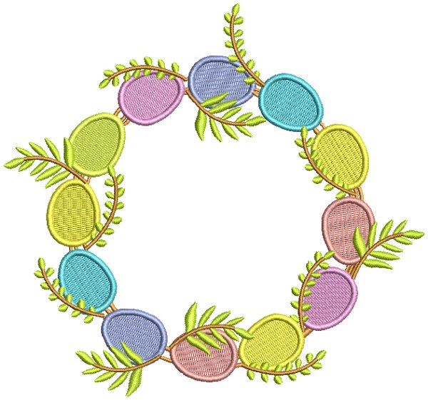 Rround Easter Egg Wreath Filled Machine Embroidery Design Digitized Pattern