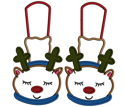 Rudolph the Red-Nosed Reindeer Slippers Christmas Applique Machine Embroidery Design Digitized Pattern