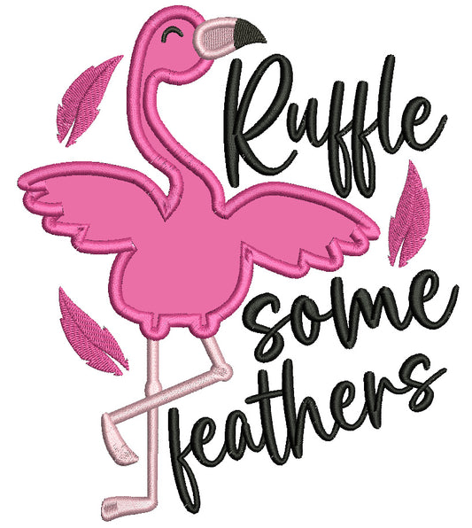 Ruffle Some Feathers Flamingo Applique Machine Embroidery Design Digitized Pattern