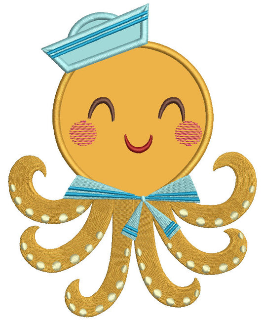 Sailor Octopus Applique Machine Embroidery Design Digitized Pattern