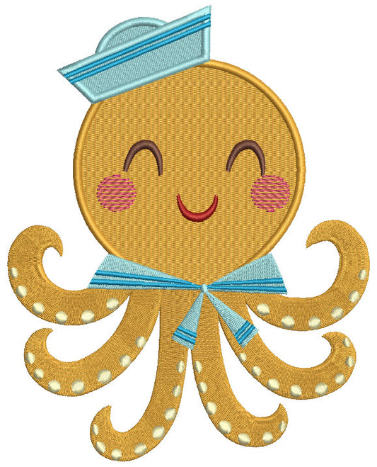 Sailor Octopus Filled Machine Embroidery Design Digitized Pattern