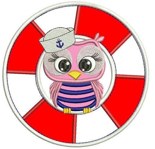 Sailor Owl Marine Applique Machine Embroidery Digitized Design Pattern