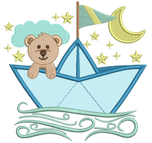 Sailor Teddy Bear Applique Machine Embroidery Design Digitized Pattern