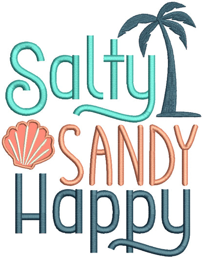Salty Sandy Happy Applique Machine Embroidery Design Digitized Pattern