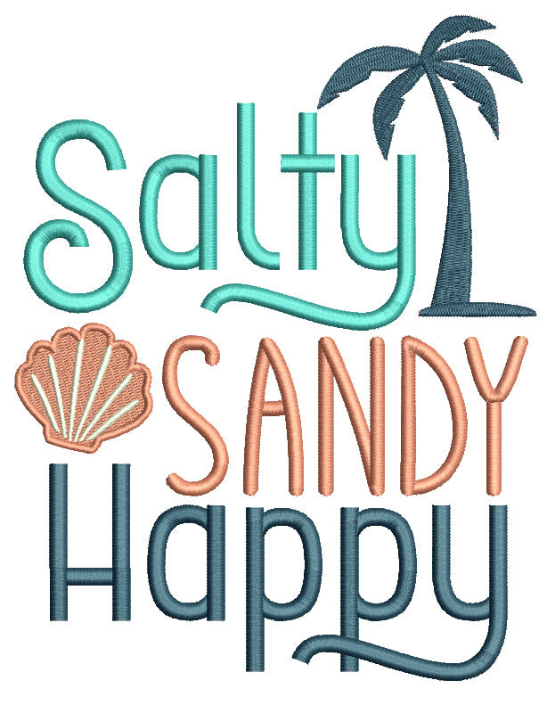 Salty Sandy Happy Filled Machine Embroidery Design Digitized Pattern