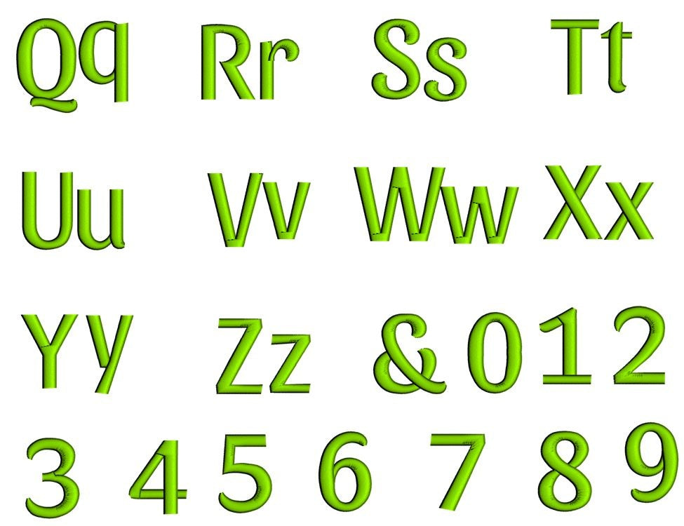 Sansi Font Machine Embroidery Script Upper and Lower Case 1 2 3 inches ...