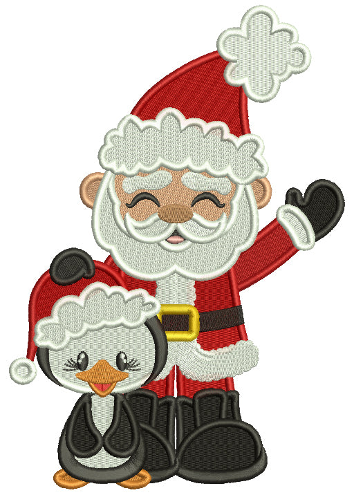 Santa And Penguin Christmas Filled Machine Embroidery Design Digitized Pattern