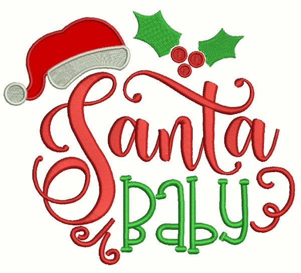 Santa Baby Christmas Applique Machine Embroidery Design Digitized Pattern