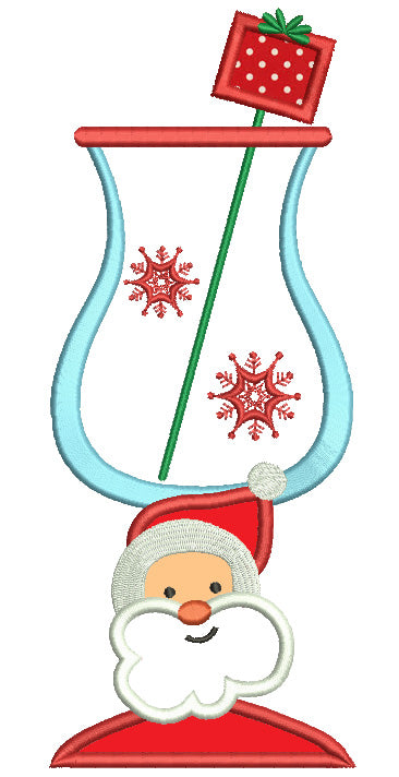 Santa Christmas Drink Applique Machine Embroidery Digitized Design Pattern
