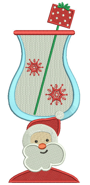 Santa Christmas Drink Filled Machine Embroidery Digitized Design Pattern