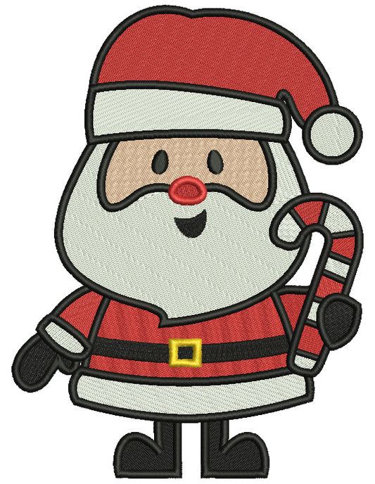 Santa Holding Candy Cane Christmas Filled Machine Embroidery Design Digitized Pattern