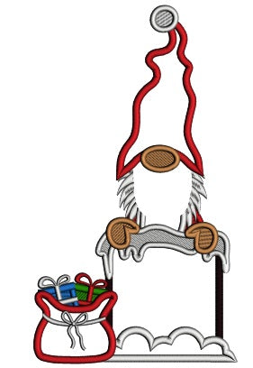Santa In The Chimney Applique Christmas Machine Embroidery Design Digitized Pattern