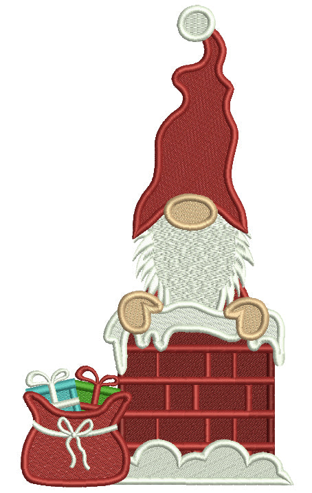 Santa In The Chimney Filled Christmas Machine Embroidery Design Digitized Pattern