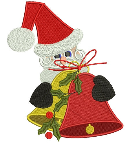 Santa With Gingle Bells Christmas Filled Machine Embroidery Design Digitized Pattern