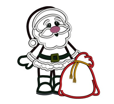 Santa With Presents Christmas Applique Machine Embroidery Digitized Design Pattern