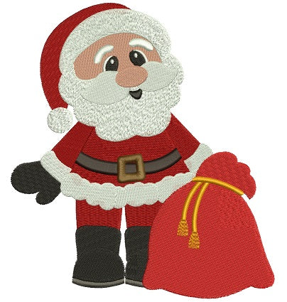 Santa With Presents Christmas Filled Machine Embroidery Digitized Design Pattern