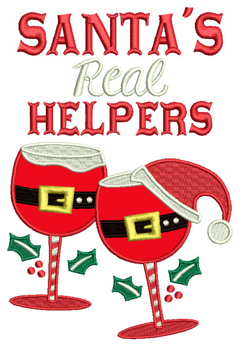 Santa's Real Helpers Applique Machine Embroidery Design Digitized Pattern