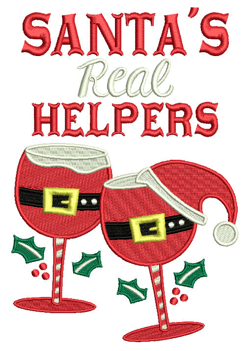 Santa's Real Helpers Filled Machine Embroidery Design Digitized Pattern