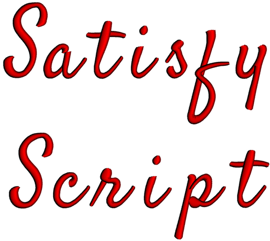 Satisfy Font Machine Embroidery Script Upper and Lower Case 1 2 3 inches