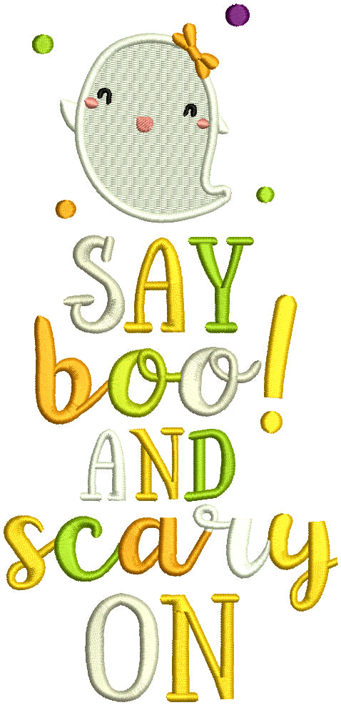 Say Boo And Scary On Halloween Filled Machine Embroidery Design Digitized Pattern