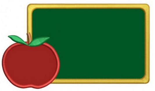 School Board with Apple Applique Machine Embroidery Digitized Design Pattern -Instant Download- 4x4,5x7,6x10