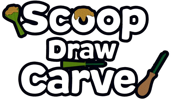 Scoop Draw Carve Halloween Applique Machine Embroidery Design Digitized Pattern
