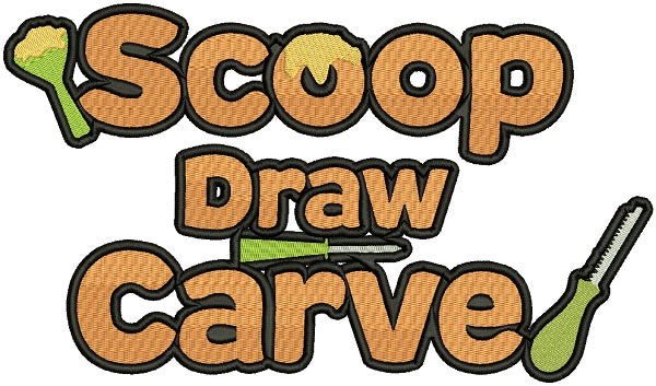 Scoop Draw Carve Halloween Filled Machine Embroidery Design Digitized Pattern