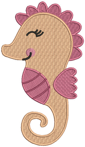 Sea Horse Smiling Filled Machine Embroidery Design Digitized Pattern