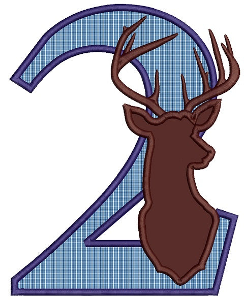 Second Birthday With Deer Hunting Applique Machine Embroidery Design Digitized Pattern