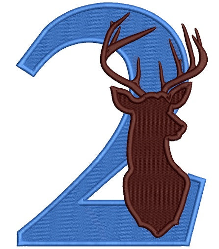 Second Birthday With Deer Hunting Filled Machine Embroidery Design Digitized Pattern