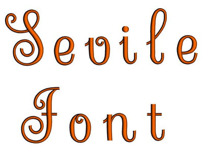 Sevile Font Machine Embroidery Script Upper and Lower Case 1 2 3 inches