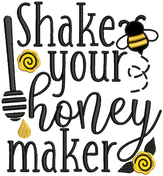 Shake Your Honey Maker Bee Applique Machine Embroidery Design Digitized Pattern
