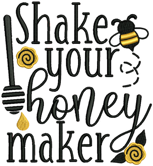 Shake Your Honey Maker Bee Filled Machine Embroidery Design Digitized Pattern