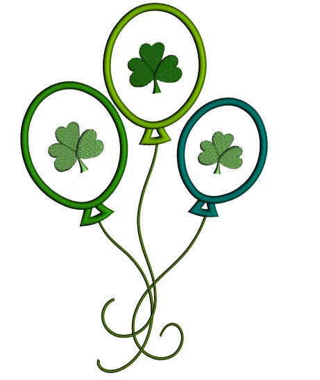 Shamrock Balloons Irish St Patrick's Day Applique Machine Embroidery Design Digitized Pattern