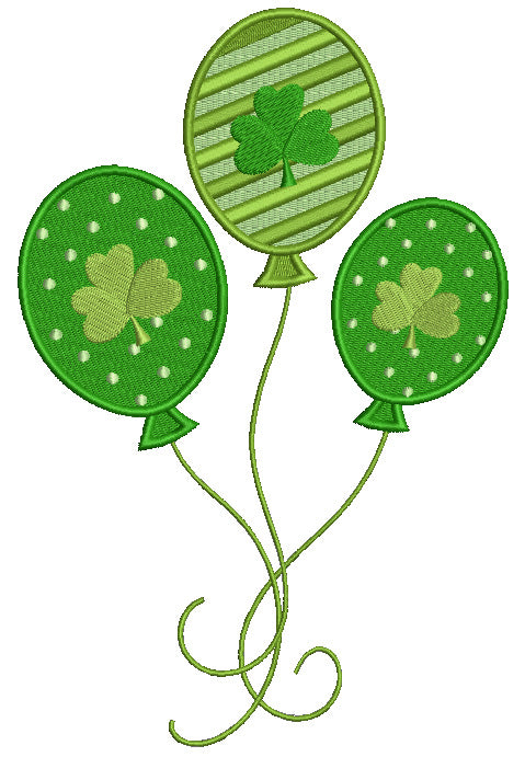 Shamrock Balloons Irish St Patrick's Day Filled Machine Embroidery Design Digitized Pattern