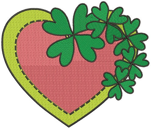 Shamrock Heart St Patricks Day Irish Filled Machine Embroidery Design Digitized Pattern