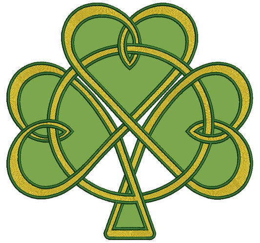 Shamrock Interlocking Hearts Irish Saint Patrick's Day Applique Machine Embroidery Design Digitized Pattern