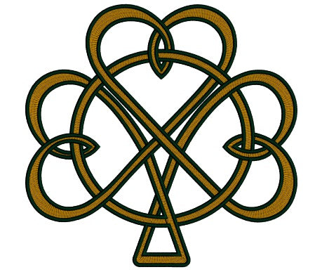 Shamrock Interlocking Hearts Irish Saint Patrick's Day Applique Machine Embroidery Design Digitized Pattern