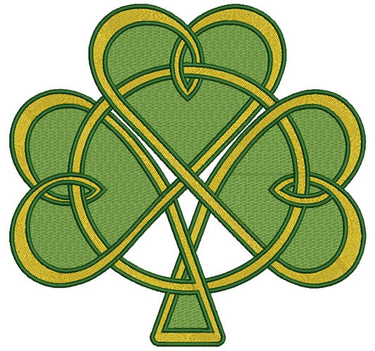 Shamrock Interlocking Hearts Irish Saint Patrick's Day Filled Machine Embroidery Design Digitized Pattern