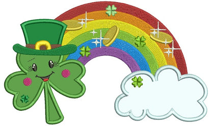 Shamrock Over The Rainbow St.Patrick's Day Applique Machine Embroidery Design Digitized Pattern