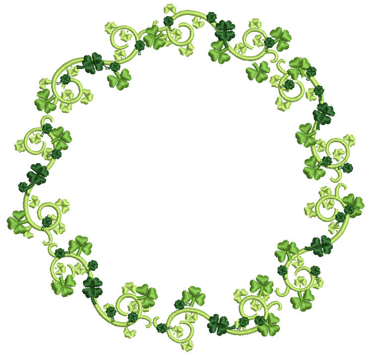 Shamrock Wreath St.Patrick's Day Filled Machine Embroidery Design Digitized Pattern