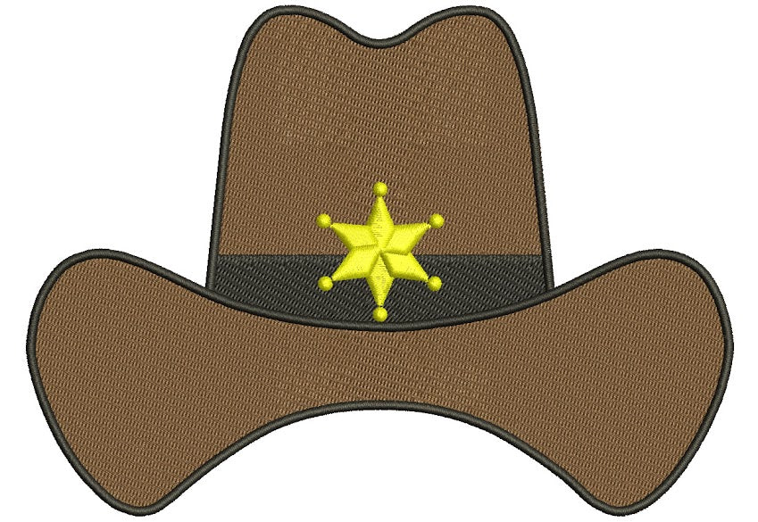 Sheriff Hat Machine Embroidery Filled Digitized Design Pattern