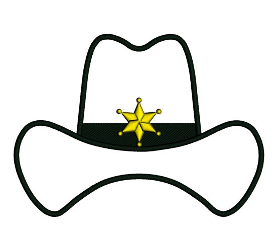 Sheriff Hat Applique Machine Embroidery Digitized Design Pattern