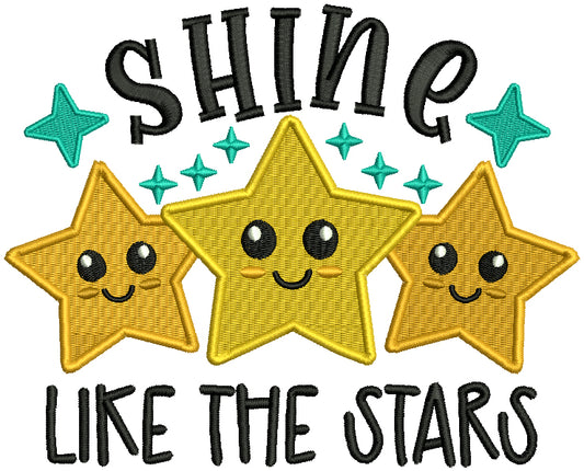 Shine Like The Stars School Filled Machine Embroidery Design Digitized Pattern