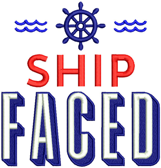 Ship Faced Boat Helm And Waves Filled Machine Embroidery Design Digitized Pattern