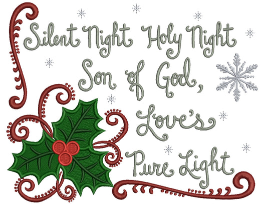 Silent Night Holy Night Son of God Love's Pure Light Christmas Filled Machine Embroidery Digitized Design Pattern