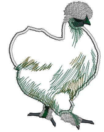 Silkie Chicken Applique Machine Embroidery Design Digitized Pattern