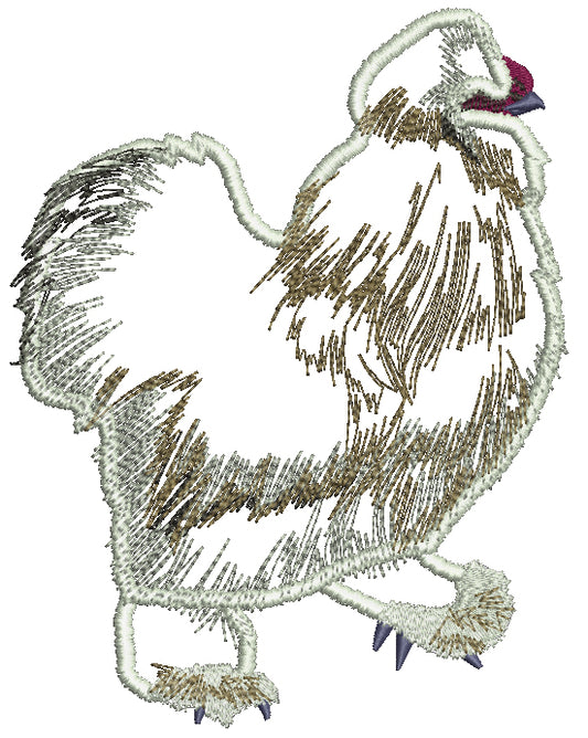 Silkie Rooster Applique Machine Embroidery Design Digitized Pattern