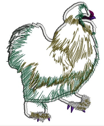 Silkie Rooster Applique Machine Embroidery Design Digitized Pattern