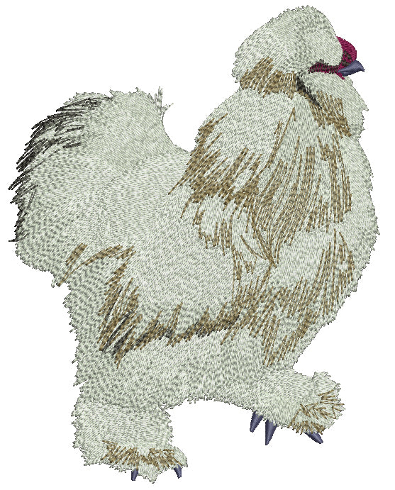 Silkie Rooster Filled Machine Embroidery Design Digitized Pattern